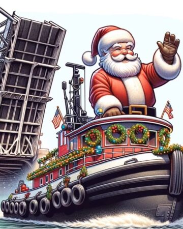 Santa Arrives by Tugboat 