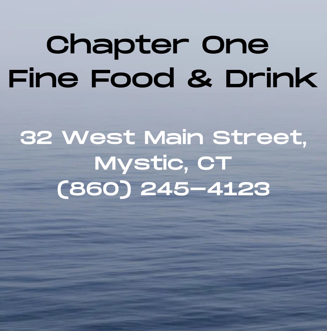 Chapter One Food & Drink, located at 32 West Main Street just past the iconic Mystic Drawbridge, is a vibrant New American restaurant offering a diverse menu of fresh seafood, dry-aged steaks, creative burgers, and vegan or gluten-free options for every palate.