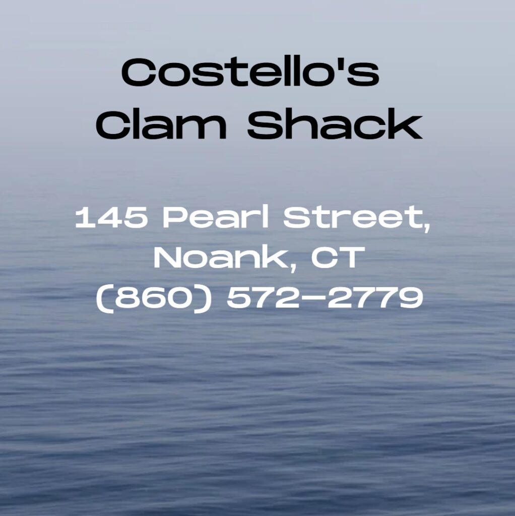 Costello’s Clam Shack, located at 145 Pearl Street in Groton near Mystic and Noank, is a beloved waterfront seafood restaurant offering classic New England fare like fried clams, lobster rolls, and fresh oysters with stunning views of the Mystic River and marina.