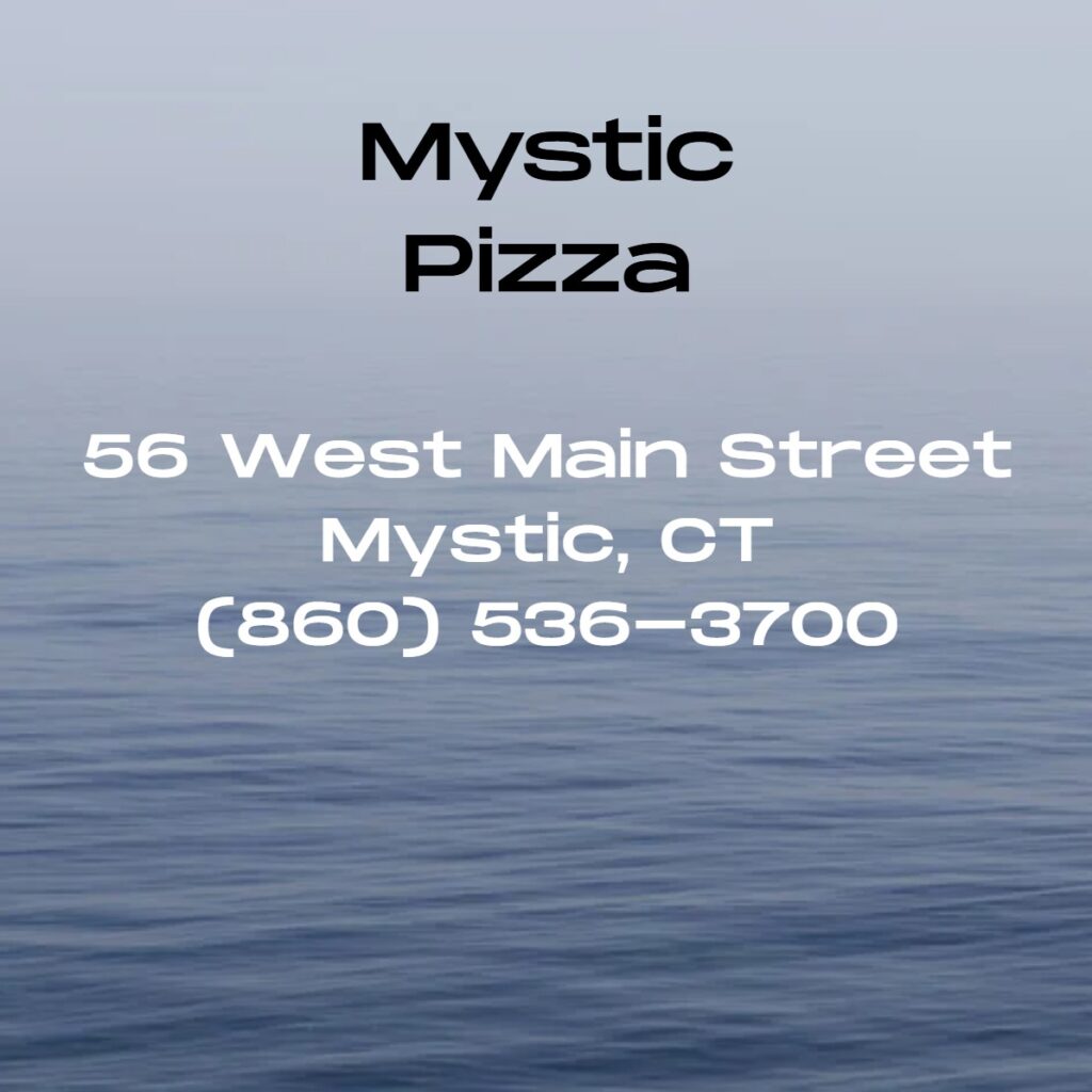 Open for lunch, dinner, and late-night dining, Mystic Pizza offers a wide menu featuring classic pizzas, appetizers, salads, and gluten-free or vegetarian options in a vibrant, family-friendly atmosphere just steps from the Mystic River.