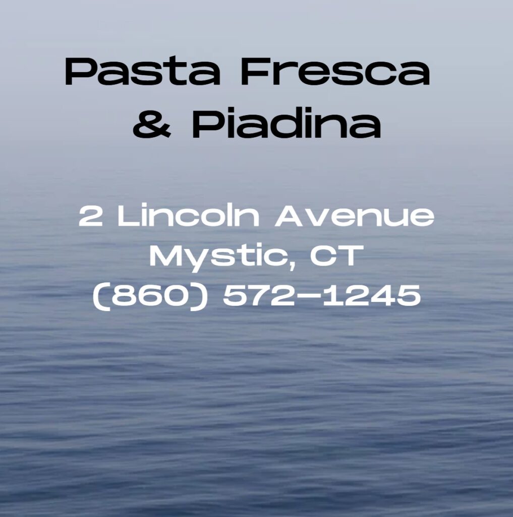 Pasta Fresca & Piadini Mystic is open for lunch and early dinner, this cozy spot offers a rotating menu of daily specials—including stuffed grinders, charcuterie lunch boxes, and hot homemade soups—alongside classic Italian sandwiches and salads.