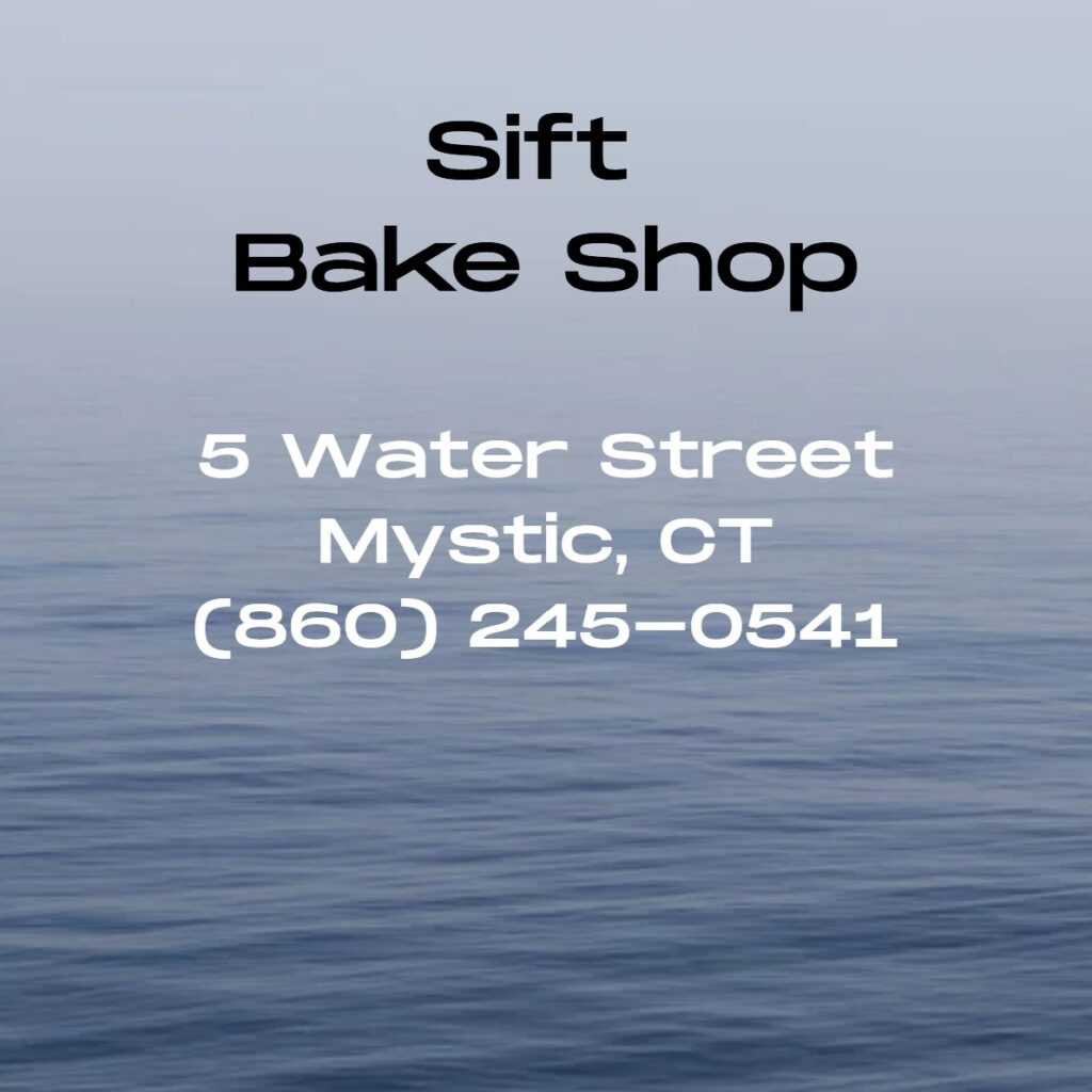 Open daily from 7 a.m. to 7 p.m., Sift Bake Shop offers a full barista menu, gluten-free and vegan options, and a cozy atmosphere with both indoor and outdoor seating—perfect for breakfast, lunch, or a coffee break while exploring Mystic’s historic waterfront.
