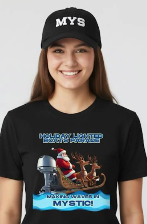 Mystic Holiday Lights Boat Parade Tee: Unisex Christmas Cotton Shirt