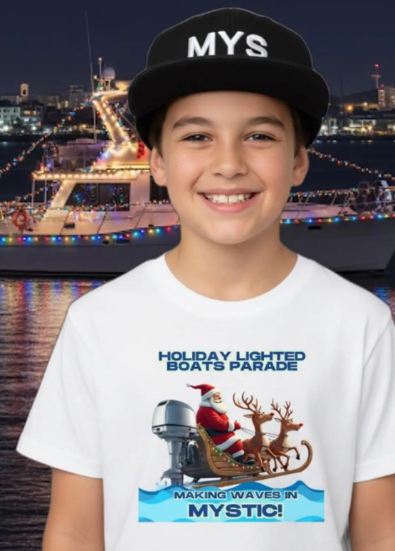 Mystic Holiday Lighted Boat Parade Tee - Christmas Winter Festival Shirt