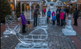 Ice sculpture at Olde Mistick Village